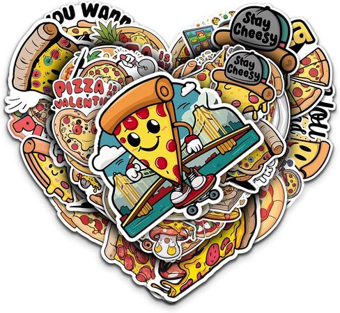 Pizza Stickers 50 Pieces Food Vinyl Waterproof Decal for Laptop Water Bottle Phone Car Window Bike Motorcycle Stakeboard Scrapbook Sticker Gifts for Kid Teen Adult in Saudi Arabia