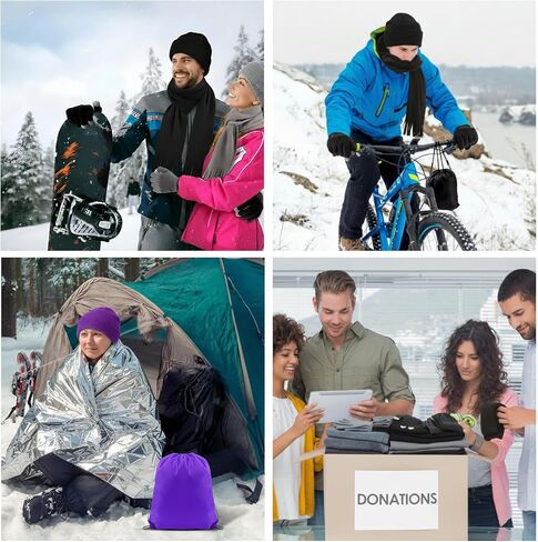 Shyyween 300 Pcs Homeless Care Package Supplies Bulk Winter Emergency Blankets Beanies Hat Gloves Scarves Socks Bags for Men Women (6 Colors A) in Saudi Arabia