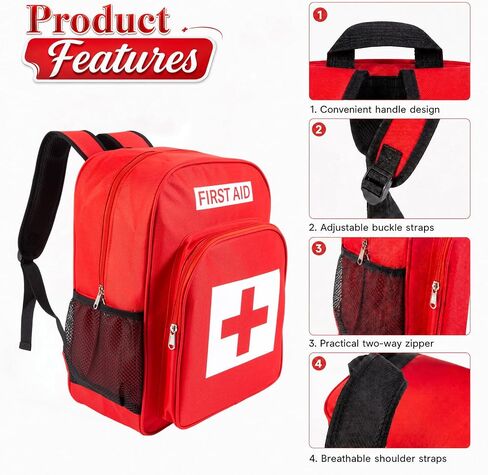 First Aid Bag Empty,First Aid Backpack,Multi-Pockets Medical Bag for Travel in Saudi Arabia