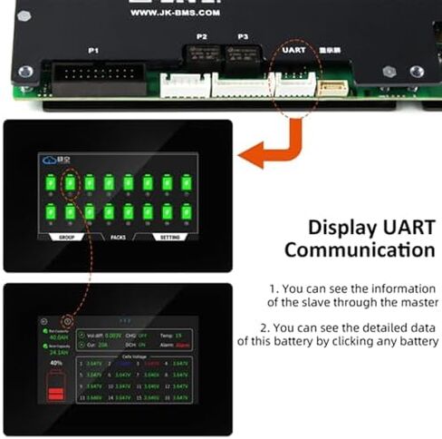 مجموعة بطارية JKBMS 51.2V LiFePO4 مع عاكس 200A BMS وشاشة LCD 4.3 in Kuwait