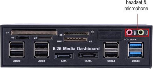 قارئ بطاقات متعدد مقاس 5.25 بوصة، USB 3.0/2.0 مع منافذ للاستخدام المنزلي أو المكتبي، تصميم مضغوط in Kuwait