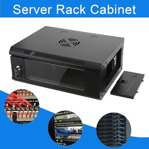 4U Server Cabinet Wall Mount Network Server Data Cabinet Rack Enclosed Network Rack for Server and IT Equipment W/Lock Door Black in Saudi Arabia