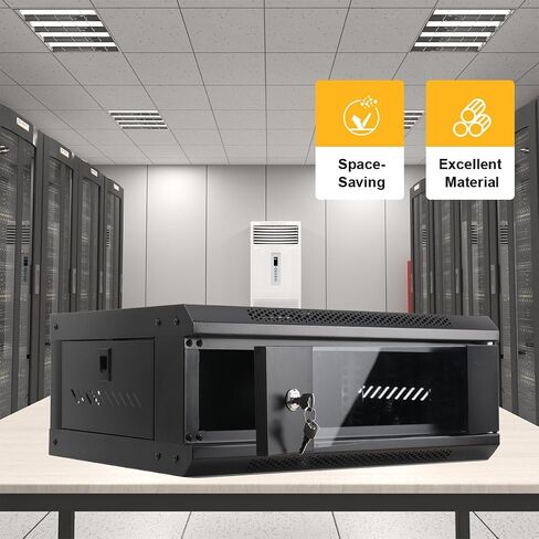 4U Server Cabinet Wall Mount Network Server Data Cabinet Rack Enclosed Network Rack for Server and IT Equipment W/Lock Door Black in Saudi Arabia