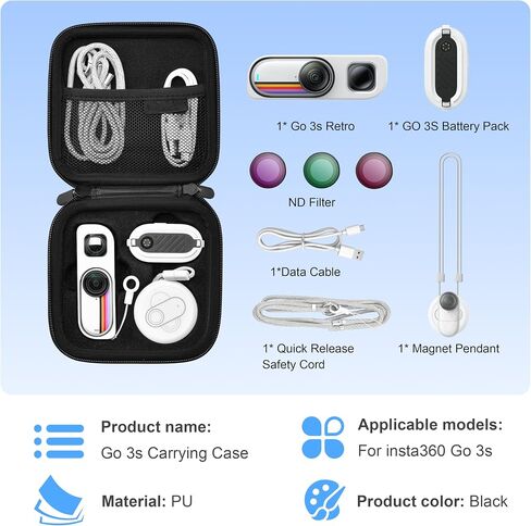 STARTRC VCR Carrying Case for Insta 360 GO 3S Retro Bundle Bag Accessories in Saudi Arabia