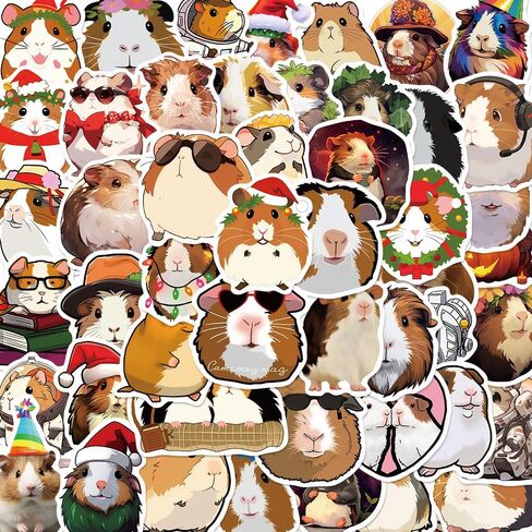 50pcs Cute Guinea Pig Stickers for Teen,Vinyl Waterproof Stickers for Laptop Guitar Motorcycle Bike Skateboard Luggage Phone in Saudi Arabia
