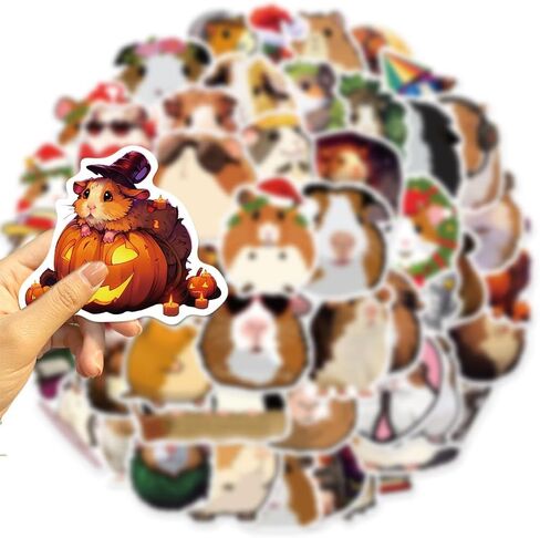 50pcs Cute Guinea Pig Stickers for Teen,Vinyl Waterproof Stickers for Laptop Guitar Motorcycle Bike Skateboard Luggage Phone in Saudi Arabia