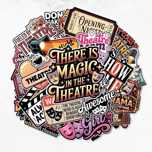 32 Pcs Theatre Stickers Pack, Broadway Drama Musical Theme Vinyl Waterproof Decals for Water Bottle, Laptop, Phone, Notebook, Party Supplies in Saudi Arabia