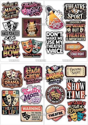 32 Pcs Theatre Stickers Pack, Broadway Drama Musical Theme Vinyl Waterproof Decals for Water Bottle, Laptop, Phone, Notebook, Party Supplies in Saudi Arabia