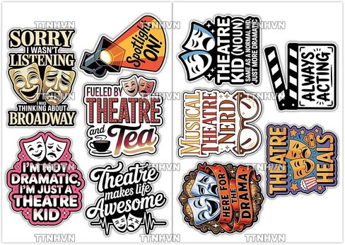 32 Pcs Theatre Stickers Pack, Broadway Drama Musical Theme Vinyl Waterproof Decals for Water Bottle, Laptop, Phone, Notebook, Party Supplies in Saudi Arabia