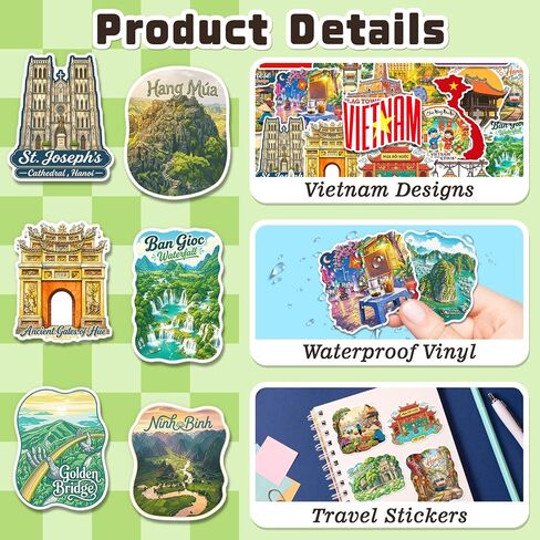 200PCS Vietnam Stickers, Vietnamese-Themed Travel Decals in Saudi Arabia