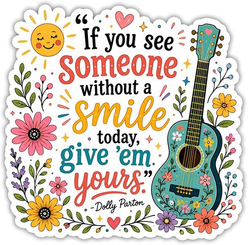 Give Them Your Smile Parton Sticker Dolly Quote Inspiration Transparent Decal, Waterproof Vinyl Sticker & Magnetic Sticker for Laptop, Water Bottle, Car, Phone, Gift in Saudi Arabia