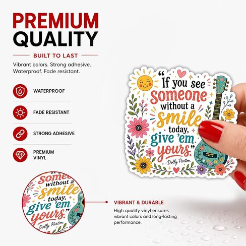 Give Them Your Smile Parton Sticker Dolly Quote Inspiration Transparent Decal, Waterproof Vinyl Sticker & Magnetic Sticker for Laptop, Water Bottle, Car, Phone, Gift in Saudi Arabia