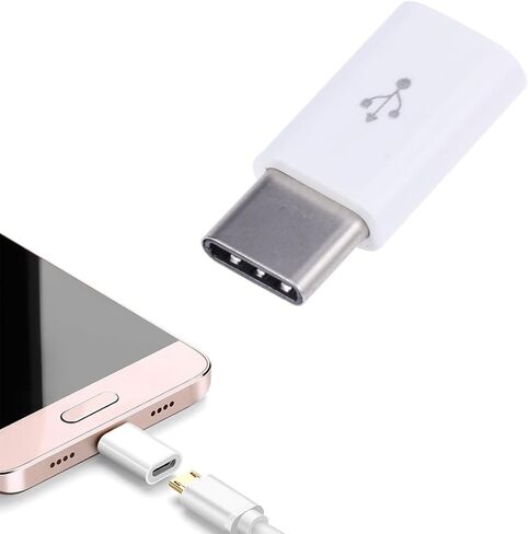 USB Type-c to Micro USB Adapter Connector, 56k Resistor Alloy White in Saudi Arabia