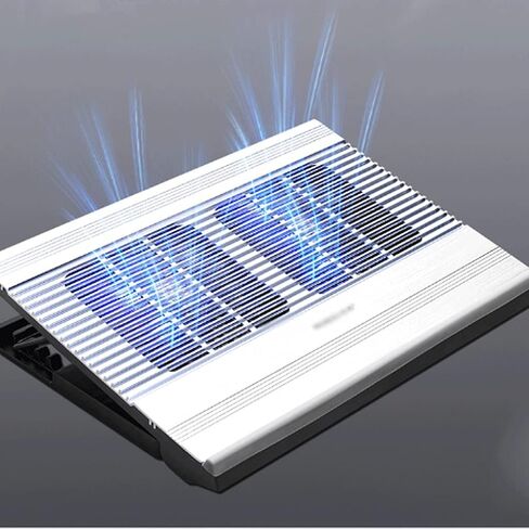 Laptop Cooling Pad, LED Fan, Four-Way, LCD Display Controller, Power Supply, Up to 17, Non-Slip Mat, Black Grid in Saudi Arabia