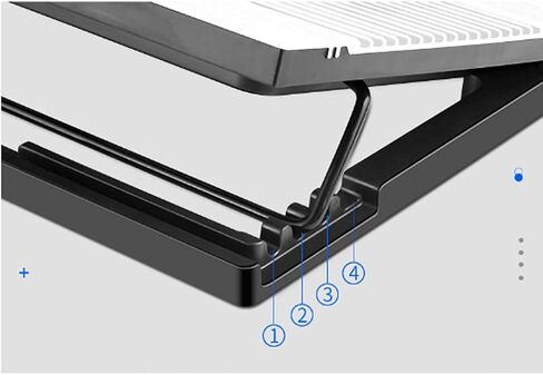 Laptop Cooling Pad, LED Fan, Four-Way, LCD Display Controller, Power Supply, Up to 17, Non-Slip Mat, Black Grid in Saudi Arabia