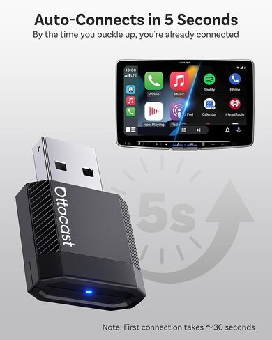 OTTOCAST Mini Nova 2-in-1 Wireless CarPlay & Android Auto Adapter, Black in Saudi Arabia