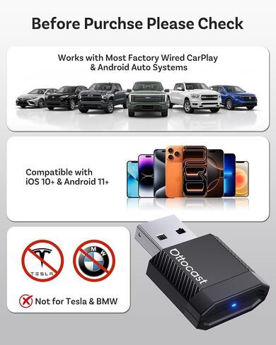 OTTOCAST Mini Nova 2-in-1 Wireless CarPlay & Android Auto Adapter, Black in Saudi Arabia