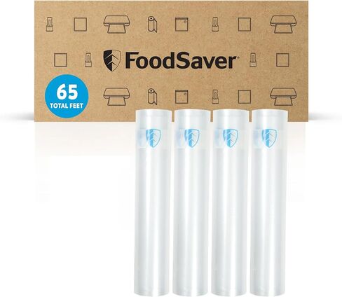 FoodSaver Vacuum Sealer Rolls, 4 Pack 8" x 20' Rolls (80 Total Feet), BPA-Free Custom Size Freezer Bags for Food Storage, Sous Vide, and Meal Prep in Saudi Arabia