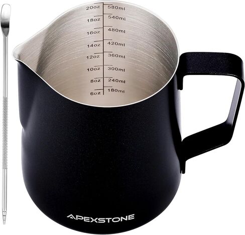 20 oz Black Espresso Steaming Pitcher, Espresso Milk Frothing Pitcher 20 oz Black, Coffee Milk Frothing Cup, Coffee Steaming Pitcher 20 oz/600 ml in Kuwait