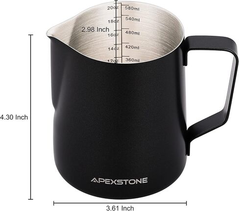 20 oz Black Espresso Steaming Pitcher, Espresso Milk Frothing Pitcher 20 oz Black, Coffee Milk Frothing Cup, Coffee Steaming Pitcher 20 oz/600 ml in Kuwait