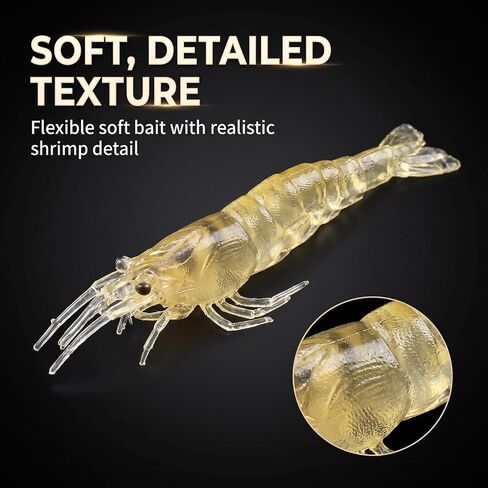 10Pcs Soft Shrimp Bait Fishing Gear Simulation Fake Bait Grass Shrimp Lures Cost-Effective Convenient Soft Lures, Baits and Attractants Fishing Soft Plastic Lures Hunting and Fishing（4cm） in Saudi Arabia