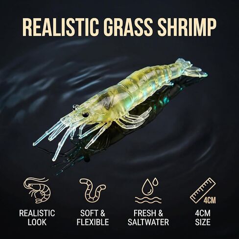 10Pcs Soft Shrimp Bait Fishing Gear Simulation Fake Bait Grass Shrimp Lures Cost-Effective Convenient Soft Lures, Baits and Attractants Fishing Soft Plastic Lures Hunting and Fishing（4cm） in Saudi Arabia