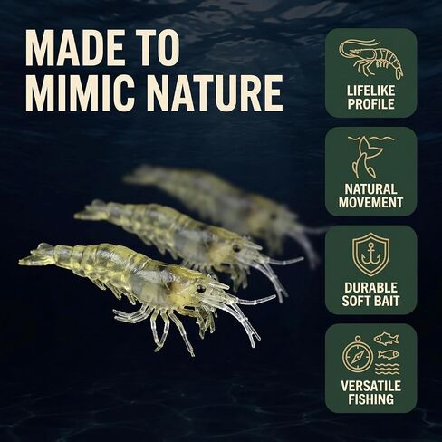 10Pcs Soft Shrimp Bait Fishing Gear Simulation Fake Bait Grass Shrimp Lures Cost-Effective Convenient Soft Lures, Baits and Attractants Fishing Soft Plastic Lures Hunting and Fishing（4cm） in Saudi Arabia
