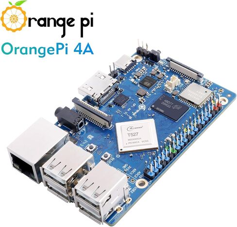 Orange Pi 4A 2GB LPDDR4/4X Allwinner T527 Single Board Computer, 8 Core RISC-V Co-Processor 2 Tops NPU 1.8GHz Frequency Wi-Fi 5.0+BT 5.0,BLE Run Ubuntu, Debian, Android13 (Pi 4A 2GB+Supply) in Saudi Arabia
