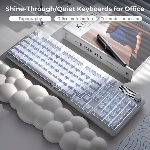 OHY XVX Wireless Keyboard,99Keys Quiet Typing Membrane Gaming Keyboard with Logo Display & Knob, RGB Backlit, USB C Rechargeable, 94 Keys PBT Keycap for Windows PC, Mac, Linux-White in Saudi Arabia