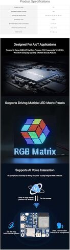 LED Matrix Controller Board, ESP32-S3 RGB Matrix Driver for HUB75 Panels, Dual Microphones, TF Card Slot, RTC, IMU Sensor, Audio Codec, LVGL Development Board in Saudi Arabia