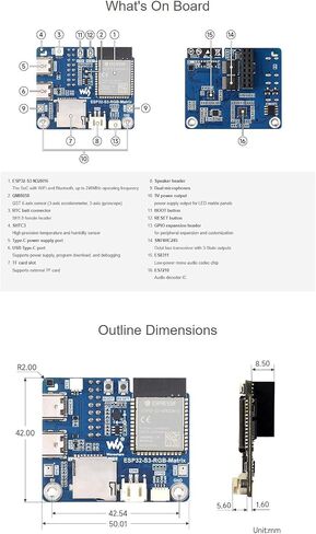 LED Matrix Controller Board, ESP32-S3 RGB Matrix Driver for HUB75 Panels, Dual Microphones, TF Card Slot, RTC, IMU Sensor, Audio Codec, LVGL Development Board in Saudi Arabia