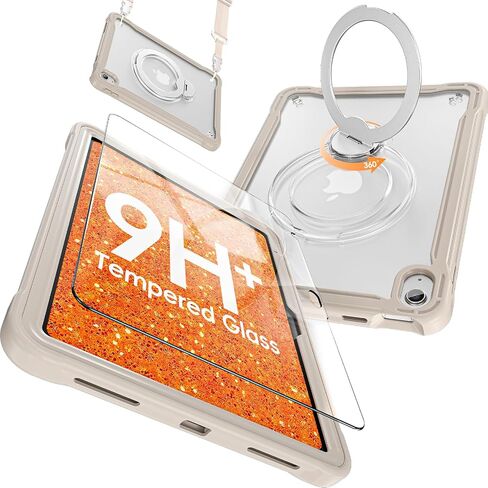 BATYUE Case for iPad (A16) 11th/10th Gen 11/10.9 inch - Built-in Tempered Glass Screen Protector, 360° Rotating Stand with Detachable Shoulder Strap & Kickstand Handle, Slim Rugged Shockproof Cover in Saudi Arabia
