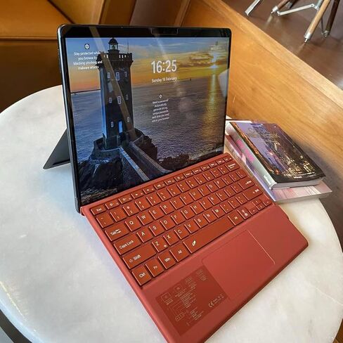 غطاء من نوع mobee لجهاز Microsoft Surface Pro 7+ / Pro 7/6 / 5/4 / 3، 12.3 بوصة، لوحة مفاتيح بلوتوث رفيعة للغاية مع لوحة لمس متعددة (أحمر بدون إضاءة خلفية) in Kuwait