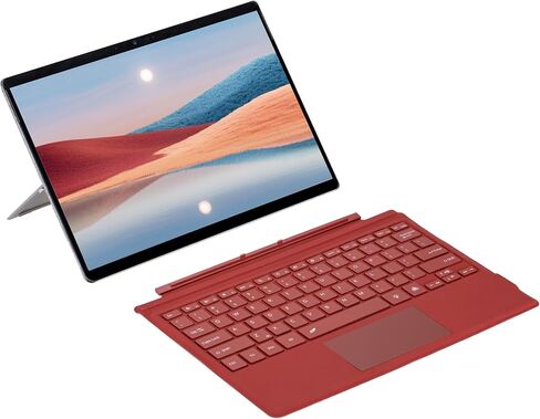 غطاء من نوع mobee لجهاز Microsoft Surface Pro 7+ / Pro 7/6 / 5/4 / 3، 12.3 بوصة، لوحة مفاتيح بلوتوث رفيعة للغاية مع لوحة لمس متعددة (أحمر بدون إضاءة خلفية) in Kuwait