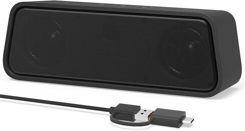 مكبرات صوت كمبيوتر لأجهزة الكمبيوتر المحمول المكتبية، سلكية، وصلة USB، مكبرات صوت خارجية للشاشة، شريط صوت صغير للكمبيوتر الشخصي، مكبر صوت عالٍ مع صوت جهير عميق، تحكم باللمس، محول USB-C إلى USB مدمج in Kuwait