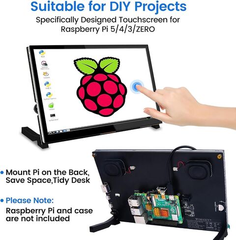 WIMAXIT 10.1" Raspberry Pi Touch Screen Portable Monitor, 1024X600 IPS Mini Small HDMI Display for Raspberry Pi 5 4 3 2 Zero B+ Model B Xbox PS4 iOS Windows 7/8/10, No Driver Required in Saudi Arabia