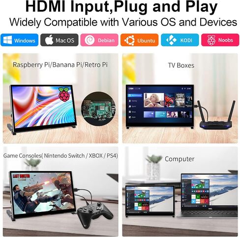 WIMAXIT 10.1" Raspberry Pi Touch Screen Portable Monitor, 1024X600 IPS Mini Small HDMI Display for Raspberry Pi 5 4 3 2 Zero B+ Model B Xbox PS4 iOS Windows 7/8/10, No Driver Required in Saudi Arabia