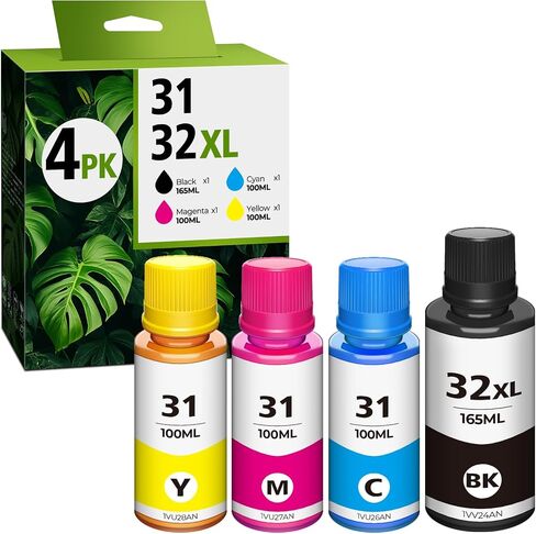 31 32XL Black Ink Bottle Set for Smart Tank 5101 7602 6001 Ink Refill, Compatible with HP 31 Ink 32XL Black Ink Bottle for Smart Tank 5101 5000 5102 7301 7001 5103 Plus 651 551 570 455 450 Printer in Saudi Arabia