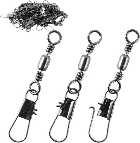 50pcs Fishing Snap Swivels Stainless Steel Barrel Swivel Tackle in Saudi Arabia