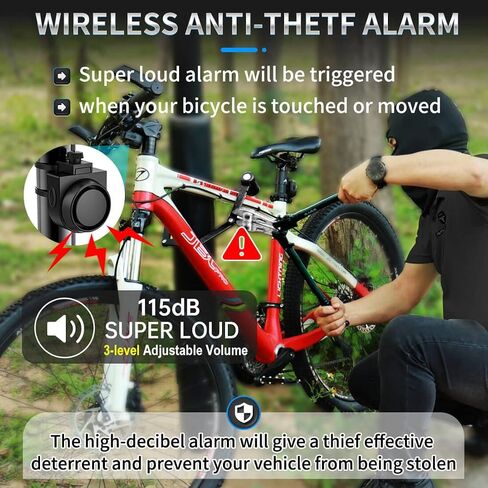 PADONOW Wireless Remote Bike Alarm: 115dB Super Loud Bicycle Vibration Motion Sensor Siren Anti Theft Security System Motorcycle Alarm Waterproof USB-C Rechargeable Multipurpose Vehicle Alert Device in Saudi Arabia