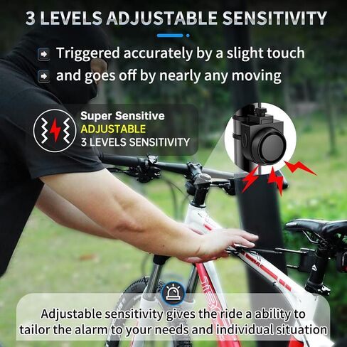 PADONOW Wireless Remote Bike Alarm: 115dB Super Loud Bicycle Vibration Motion Sensor Siren Anti Theft Security System Motorcycle Alarm Waterproof USB-C Rechargeable Multipurpose Vehicle Alert Device in Saudi Arabia