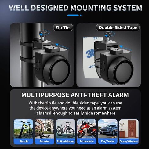 PADONOW Wireless Remote Bike Alarm: 115dB Super Loud Bicycle Vibration Motion Sensor Siren Anti Theft Security System Motorcycle Alarm Waterproof USB-C Rechargeable Multipurpose Vehicle Alert Device in Saudi Arabia