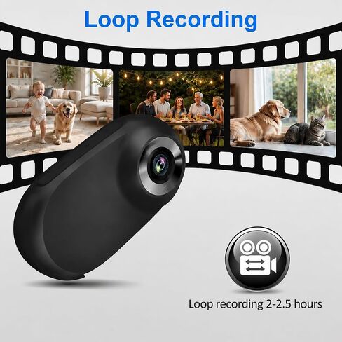طوق كاميرا للقطط HD 1080P مع تسجيل فيديو وكاميرا رياضية صغيرة لاسلكية، كاميرات حركة صغيرة، كاميرا للجسم لمستلزمات الحيوانات الأليفة في الهواء الطلق/هدية عيد ميلاد داخلية بدون واي فاي (أسود) in Kuwait