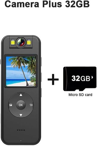 4K Ultra HD Wearable Mini Camera, Multifunctional Recorder for Outdoor Sports, Cycling, Home Monitoring & Police On-Site Law Enforcement(Camera Plus 32GB) in Saudi Arabia