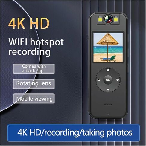 4K Ultra HD Wearable Mini Camera, Multifunctional Recorder for Outdoor Sports, Cycling, Home Monitoring & Police On-Site Law Enforcement(Camera Plus 32GB) in Saudi Arabia