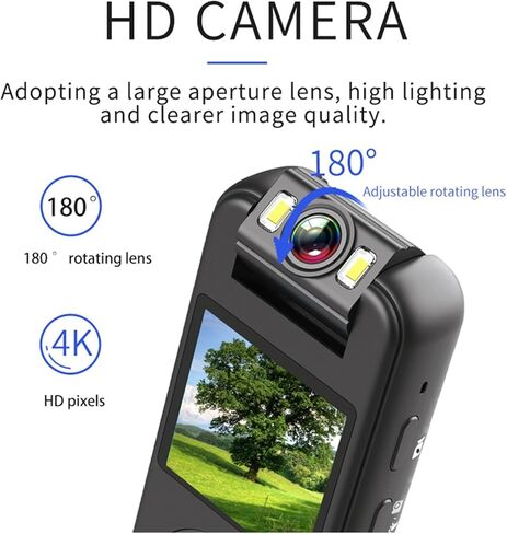 4K Ultra HD Wearable Mini Camera, Multifunctional Recorder for Outdoor Sports, Cycling, Home Monitoring & Police On-Site Law Enforcement(Camera Plus 32GB) in Saudi Arabia