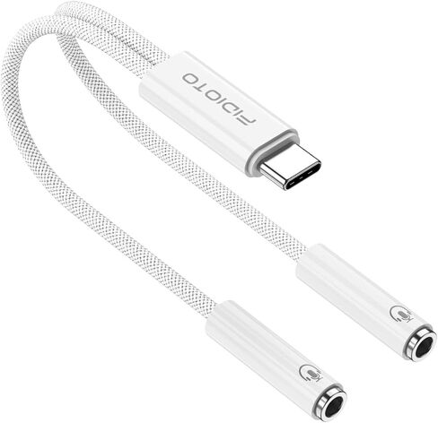 Fidioto 2‑Pack USB C to Dual 3.5mm Female Headphone Splitter, Type-C Audio Sharing Y Splitter Compatible with iPhone 17/16/15 Pro Max, Galaxy S24/23 Ultra and More Devices in Saudi Arabia