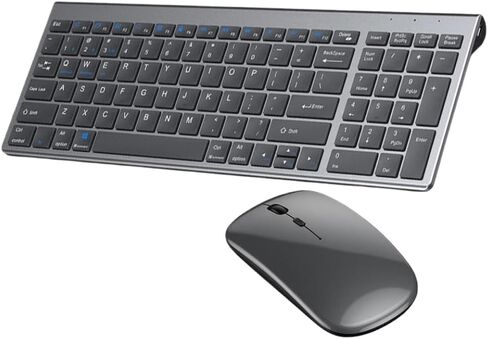 Wireless Keyboard Mouse Combo Rechargeable Full Size 5.0 & 2.4G Gray Compatible with Notebook Laptop in Saudi Arabia