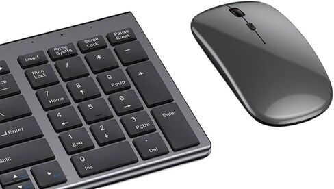 Wireless Keyboard Mouse Combo Rechargeable Full Size 5.0 & 2.4G Gray Compatible with Notebook Laptop in Saudi Arabia