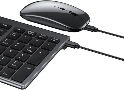Wireless Keyboard Mouse Combo Rechargeable Full Size 5.0 & 2.4G Gray Compatible with Notebook Laptop in Saudi Arabia